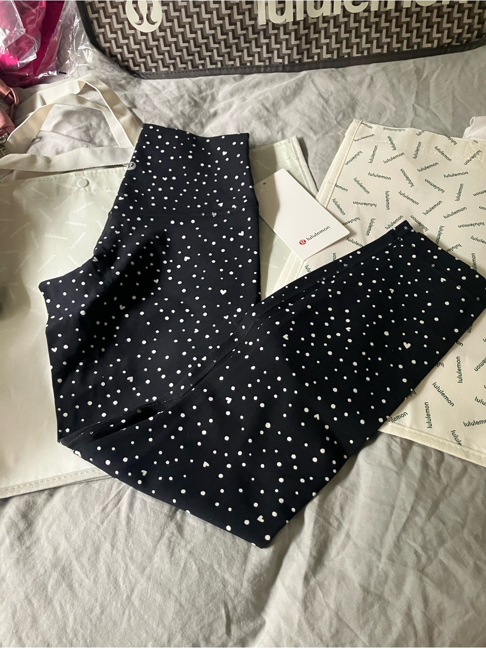NWT Lululemon Align No Line HR Pant 25", 6, Scattered Dot Heart Black